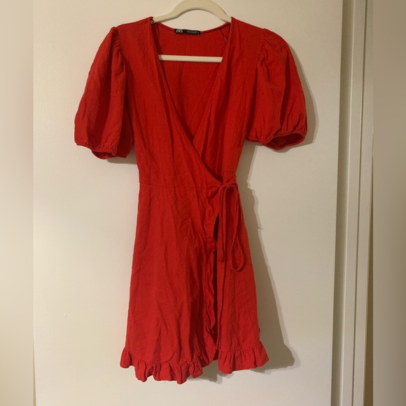 Zara ruffle red wrap dress - Picture 7 of 9